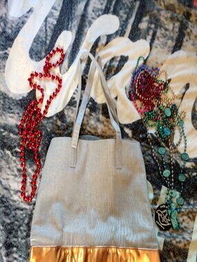 Ultra Chi Canvas & Metallic Tote NWOT
